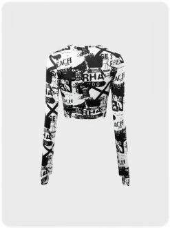 Kollyy Street Black-White Letter Crew Neck Top T-Shirt -Tops Sales 258128e3d642c1543c79a46f1da686bf