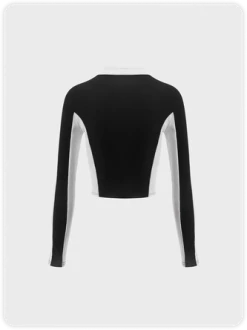 Kollyy Street Black Text Letters Color Block Zip Up Top T-Shirt -Tops Sales 25cad4868e597cb1c193d1d45223d5a8