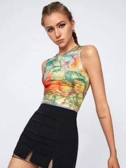 Kollyy Edgy Multicolor Painting Crew Neck Top Tank Top & Cami 10 Kollyy Edgy Multicolor Painting Crew Neck Top Tank Top & Cami -Tops Sales 2819ee91dd72b3ef5cfa3b93d8324f95