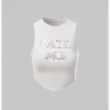 Kollyy Street White Slim Letter Top Tank Top & Cami