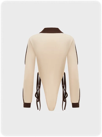 Kollyy Y2k Apricot Color Block Cropped Lace Up Top Bodysuit 4 Kollyy Y2k Apricot Color Block Cropped Lace Up Top Bodysuit - Image 4