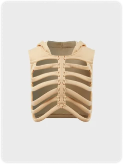 Kollyy Street Apricot Skeleton Cut Out Hooded Top Hoodie & Sweatshirt