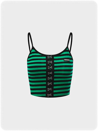 Kollyy Street Green Striped Metal Top Tank Top & Cami 1 Kollyy Street Green Striped Metal Top Tank Top & Cami