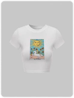 Kollyy Y2K White Graphic Top T-Shirt