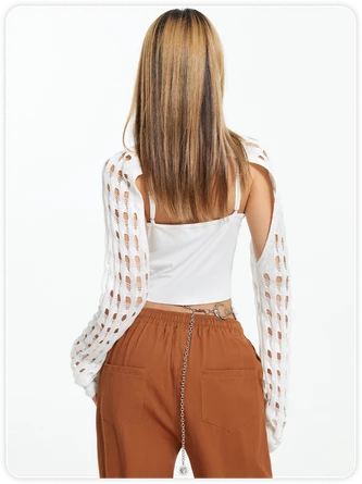 Kollyy White Knit Cropped Top Sweater 6 Kollyy White Knit Cropped Top Sweater - Image 6