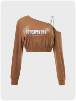 Kollyy Brown Top Hoodie & Sweatshirt