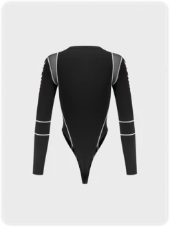 Kollyy Edgy Black Patchwork Top Bodysuit -Tops Sales 354ce31caa7954065b7023e017e01075