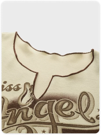 Kollyy Street Khaki Letter Slim Top T-Shirt 2 Kollyy Street Khaki Letter Slim Top T-Shirt - Image 2