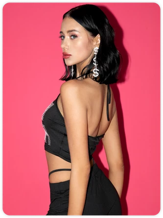 Kollyy Street Black Hotfix Rhinestone Mesh Top Tank Top & Cami 7 Kollyy Street Black Hotfix Rhinestone Mesh Top Tank Top & Cami - Image 7