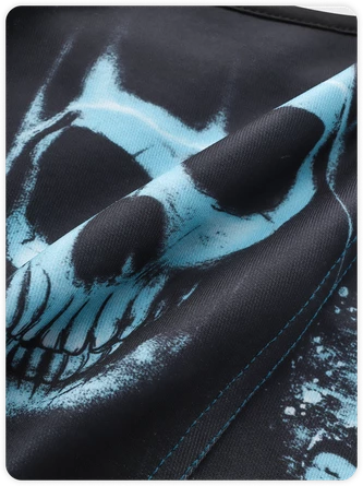 Kollyy Blue Skull Geometric Design Halloween Top Tank Top & Cami 6 Kollyy Blue Skull Geometric Design Halloween Top Tank Top & Cami - Image 6