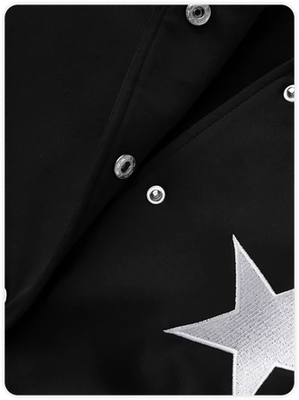 Kollyy Edgy Black Star Patchwork Top Outwear 2 Kollyy Edgy Black Star Patchwork Top Outwear - Image 2