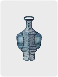 Kollyy Blue Mesh Halter Wrinkled Party Top Tank Top & Cami