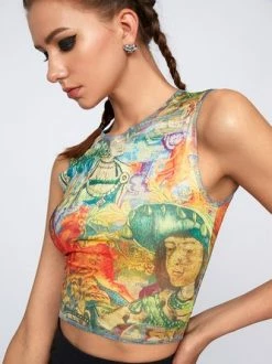 Kollyy Edgy Multicolor Painting Crew Neck Top Tank Top & Cami 14 Kollyy Edgy Multicolor Painting Crew Neck Top Tank Top & Cami -Tops Sales 38cf7f834a8541e742fc8cfa3e1e5509