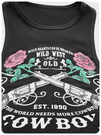 Kollyy Black Graphic Top Tank Top & Cami 2 Kollyy Black Graphic Top Tank Top & Cami - Image 2