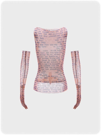 Kollyy Y2K Khaki Mesh Letter Arm Sleeves Party Top Women Top 20 Kollyy Y2K Khaki Mesh Letter Arm Sleeves Party Top Women Top - Image 20