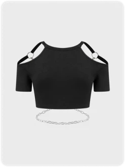 Kollyy Casual Black Top T-Shirt