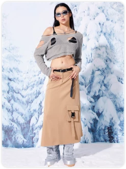 Kollyy Street Gray Asymmetrical Design Cut Out Top Sweater 11 Kollyy Street Gray Asymmetrical Design Cut Out Top Sweater -Tops Sales 3bebd5e9d3416417c472ae79b374537b