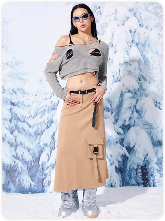 Kollyy Street Gray Asymmetrical Design Cut Out Top Sweater 3 Kollyy Street Gray Asymmetrical Design Cut Out Top Sweater - Image 3