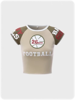 Kollyy Y2K Nude Letter Vintage Back To School Top T-Shirt