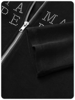 Kollyy Street Black Hotfix Rhinestone Party Top Outwear -Tops Sales 3e4fa8fdadb227d23cc1eeefb581dde8