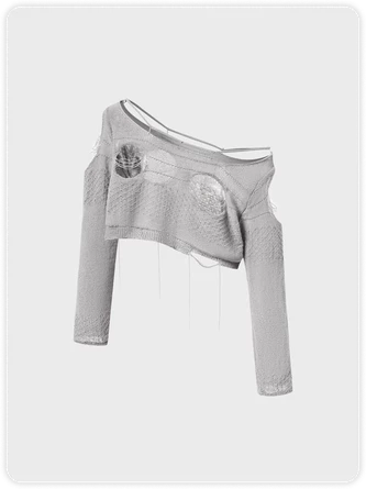 Kollyy Street Gray Asymmetrical Design Cut Out Top Sweater 8 Kollyy Street Gray Asymmetrical Design Cut Out Top Sweater - Image 8