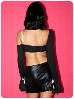 Kollyy Edgy Black Asymmetrical Design Top T-Shirt -Tops Sales 3fe975ff1d3c5ed8c8f9cc4d89e79497