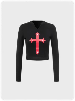 Kollyy Street Black Basic Color Block Print Top T-Shirt