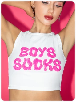 Kollyy Y2k White Letter Party Top Tank Top & Cami -Tops Sales 402e4f66f63a40bb12da7da105cb64b6