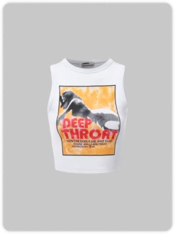 Kollyy Street White Figure Letter Top Tank Top & Cami