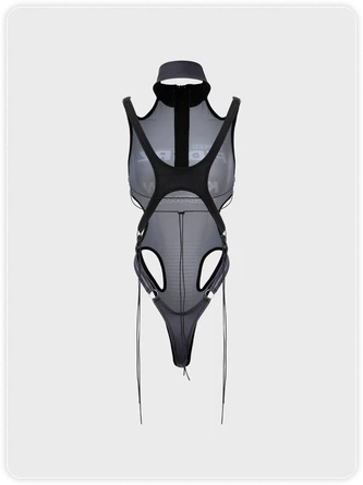 Kollyy Edgy Gray Letter Lace Up Zip Cyberpunk Top Bodysuit 7 Kollyy Edgy Gray Letter Lace Up Zip Cyberpunk Top Bodysuit - Image 7