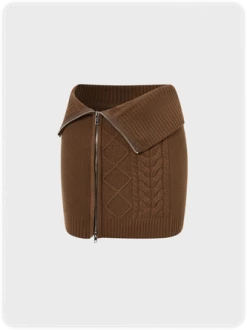 Kollyy Y2k Coffee Asymmetrical Design Zip Up Top T-Shirt