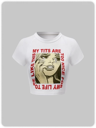 Kollyy Street White Figure Letter Top T-Shirt 2 Kollyy Street White Figure Letter Top T-Shirt - Image 2