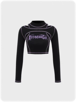 Kollyy Street Black Tiered Design Cut Out Halloween Top T-Shirt