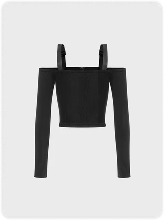 Kollyy Punk Black Removable Straps Top T-Shirt 4 Kollyy Punk Black Removable Straps Top T-Shirt - Image 4