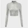 Kollyy Casual Silver Top T-Shirt