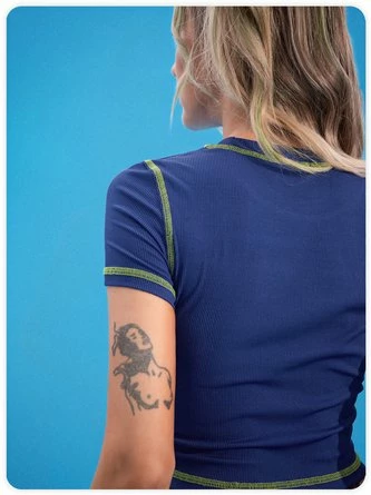 Kollyy Vacation Navy Blue Cartoon Short Sleeves Top T-Shirt 4 Kollyy Vacation Navy Blue Cartoon Short Sleeves Top T-Shirt - Image 4