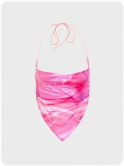 Kollyy Pink Lace-Up Design Water Wave Top Tank Top & Cami -Tops Sales 455615a6e4ea4641173b0cea2c376ee6