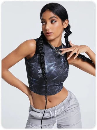 Kollyy Street Blue Mesh Cyberpunk Top Tank Top & Cami 1 Kollyy Street Blue Mesh Cyberpunk Top Tank Top & Cami