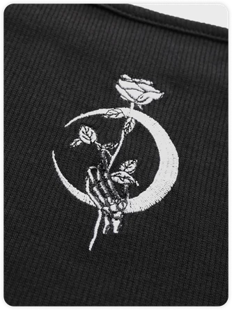 Kollyy Punk Black Lace-Up Design Slim Graffiti Halloween Top Tank Top & Cami 2 Kollyy Punk Black Lace-Up Design Slim Graffiti Halloween Top Tank Top & Cami - Image 2