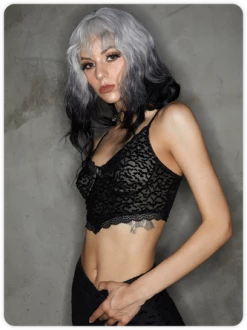 Kollyy Punk Black Mesh Double Layer Halloween Top Tank Top & Cami -Tops Sales 467efac3241ed22346c920ddd0dad8b4