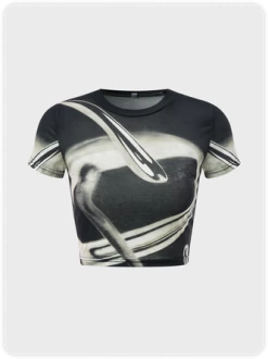 Kollyy Vintage Black Top T-Shirt