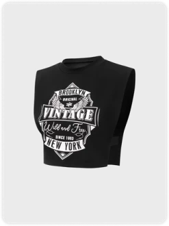 Kollyy Street Black Graphic Cap Sleeve Top Tank Top & Cami