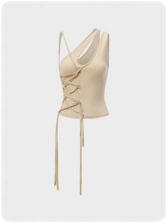 Kollyy Edgy Khaki Tie Up Asymmetrical Design Top Tank Top & Cami 1 Kollyy Edgy Khaki Tie Up Asymmetrical Design Top Tank Top & Cami