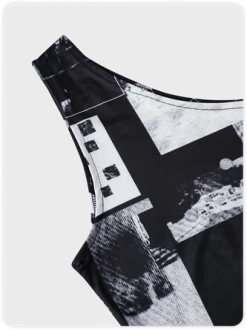 Kollyy Black One Shoulder Abstract Slim Top Tank Top & Cami -Tops Sales 498a798b8caef8ad69b60218ff3bda40