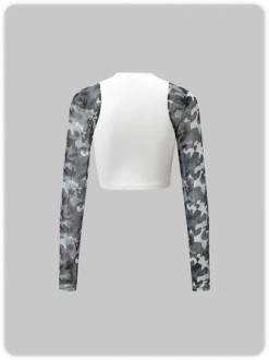 Kollyy Street White Mesh Patchwork Camo Top T-Shirt -Tops Sales 4991989f608a9fcf9d03920ba9c34552
