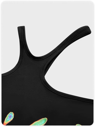Kollyy Edgy Black Hand Printed Asymmetrical Design Thermostimulative Top 2 Kollyy Edgy Black Hand Printed Asymmetrical Design Thermostimulative Top - Image 2