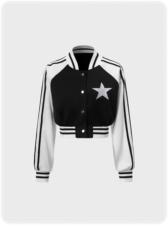 Kollyy Edgy Black Star Patchwork Top Outwear 1 Kollyy Edgy Black Star Patchwork Top Outwear