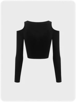 Kollyy Punk Black Graphic Metal Chain Cold Shoulder Halloween Top T-Shirt -Tops Sales 4aba70fcb7900f0165106f262a285882