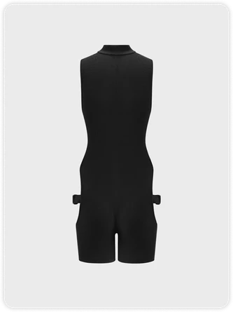 Kollyy Edgy Black Buckle Cut Out Cyberpunk Top Jumpsuit 8 Kollyy Edgy Black Buckle Cut Out Cyberpunk Top Jumpsuit - Image 8