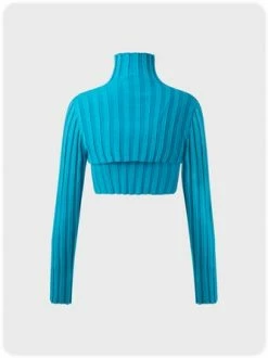 Kollyy Y2K Blue High Neck Long Sleeves Top Sweater -Tops Sales 4c95eb56dc565b5bd92de1cb46c2f72e